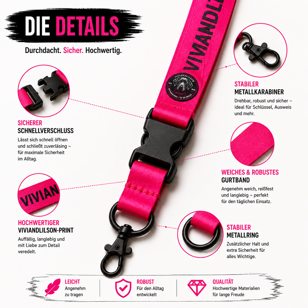 VIVIANDLILSON Dogshow Crew Lanyard | Schlüsselband für Hundemenschen |