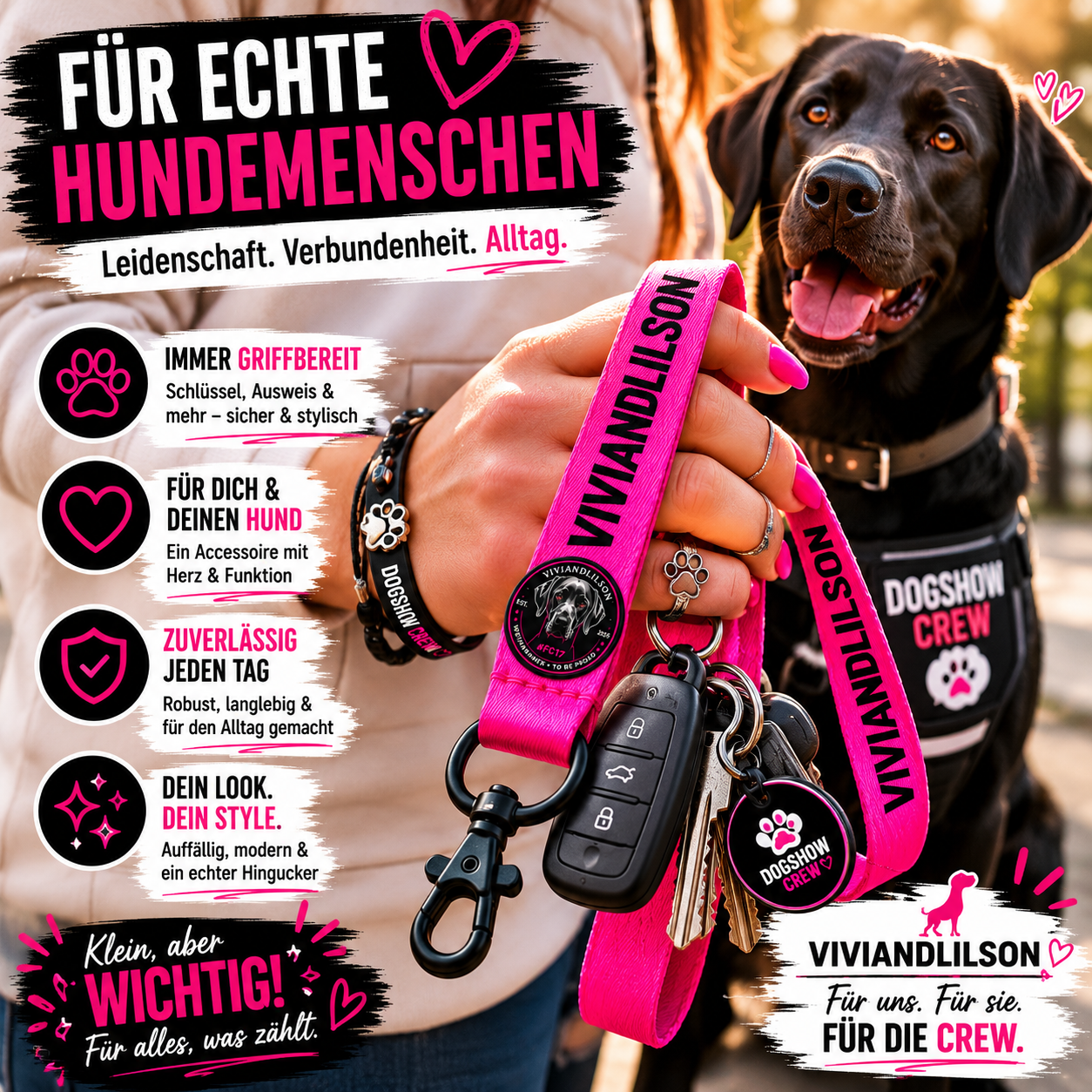 VIVIANDLILSON Dogshow Crew Lanyard | Schlüsselband für Hundemenschen |