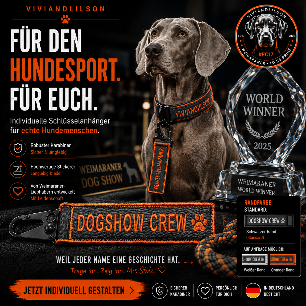 🐾 Personalisierter Schlüsselanhänger & Hundeanhänger mit Wunschtext | Beidseitig bestickbar | 8 Farben | Made in Germany